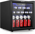48 Can Beverage Refrigerator cooler-Mini Fridge Glass Door for Beer Drinks Wines, Countertop Beverage Fridge with Adjustable Shelves Blue LED for Home/Office/Dorm/Bar, 1.3 cu.ft