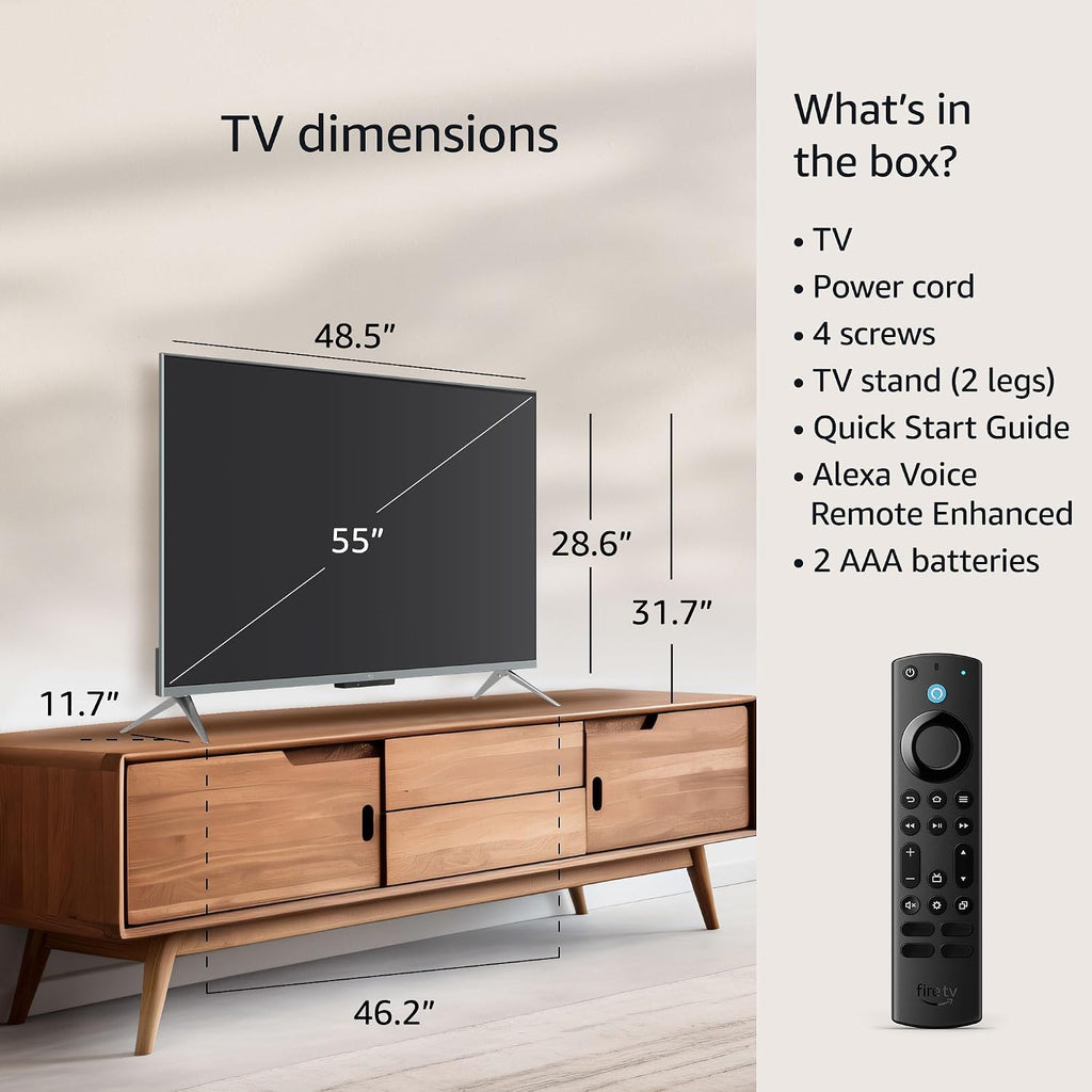 Fire TV 55" Omni QLED Series 4K UHD smart TV, Dolby Vision IQ, Fire TV Ambient Experience, local dimming, hands-free with Alexa