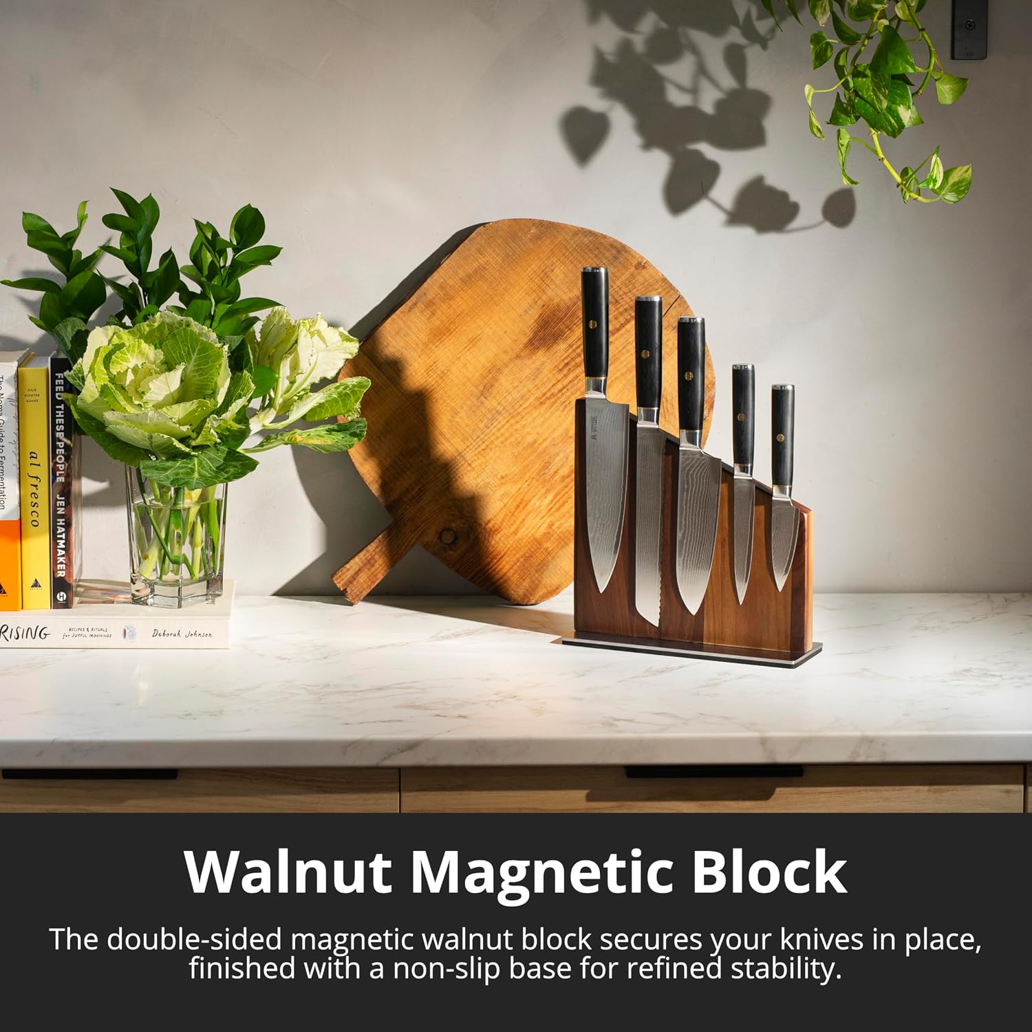Magnetic Kitchen Knife Block Set - Japanese 67 Layer High-Grade VG-10 Steel Knives, Sharp, G10 Handle Professional Kitchen Knife Set - Black Damascus (6 pieces)